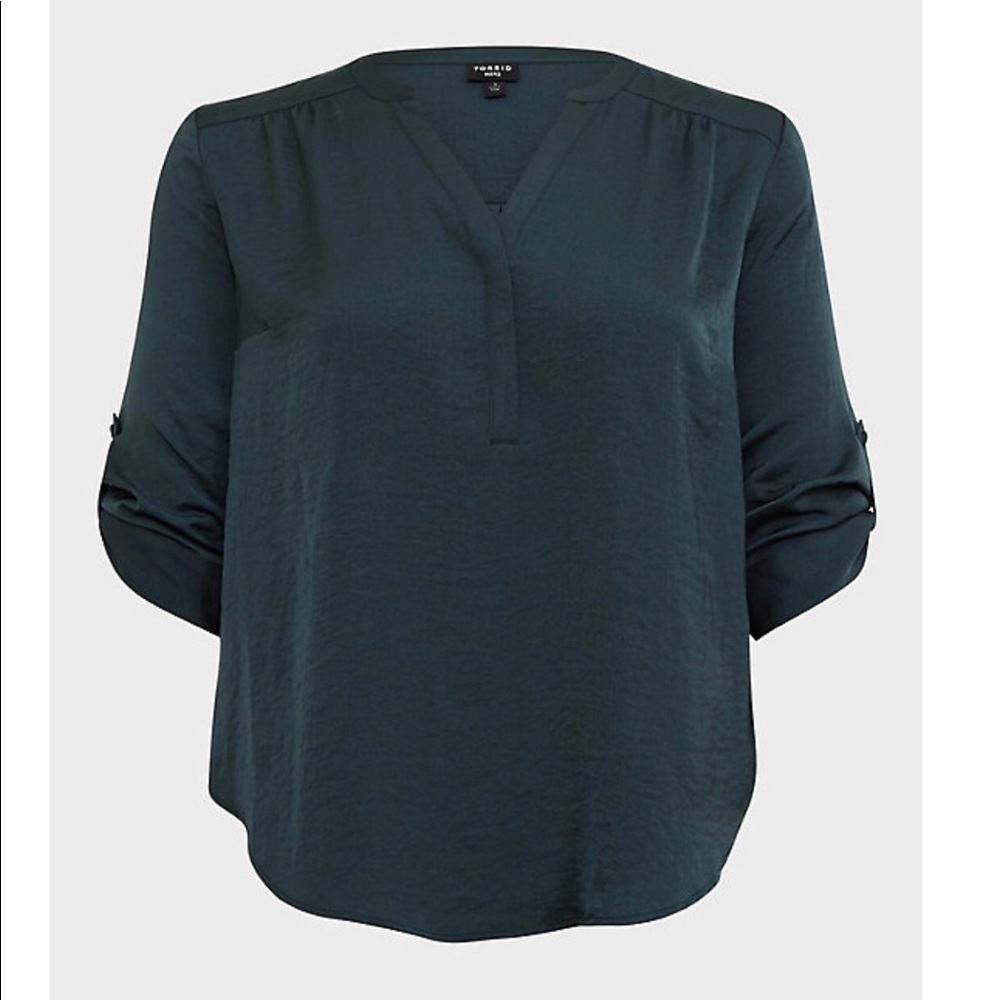 HARPER - Navy Blue Satin Pullover Blouse